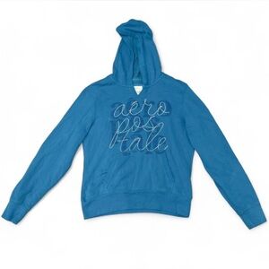 Vintage Y2K Aeropostale Rhinestone Hoodie Blue 2000s Mall Goth Coquette Tomboy